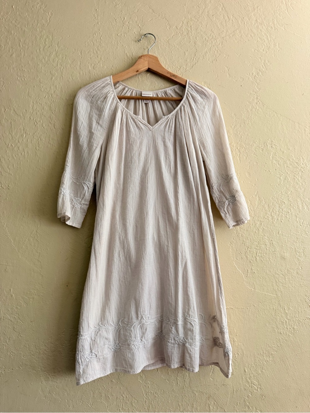 Merona Cream Embroidered V-Neck Mini Dress